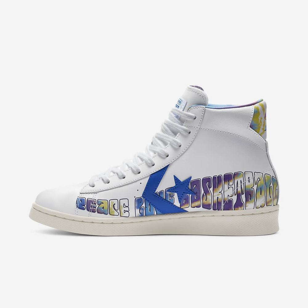 Basket Montante Nike Pro Leather “Peace Love Basketball” Blanche 5829-137 White Homme | OET-32235307